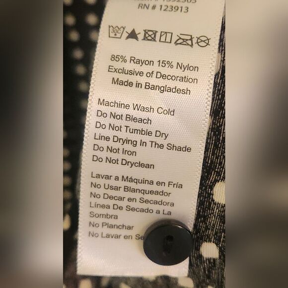 Jachs Girlfriend XXL Black White Shrtslv Polka Dots  Button Down Women Shirt - Picture 5 of 8